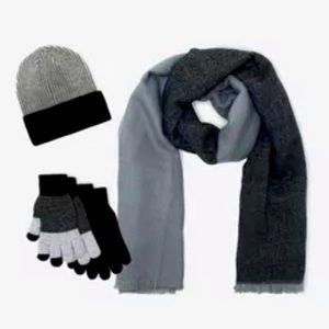 NEW! 4 Piece Winter Wearables Bundle Set, Black - Scarf, Hat, 2 Gloves